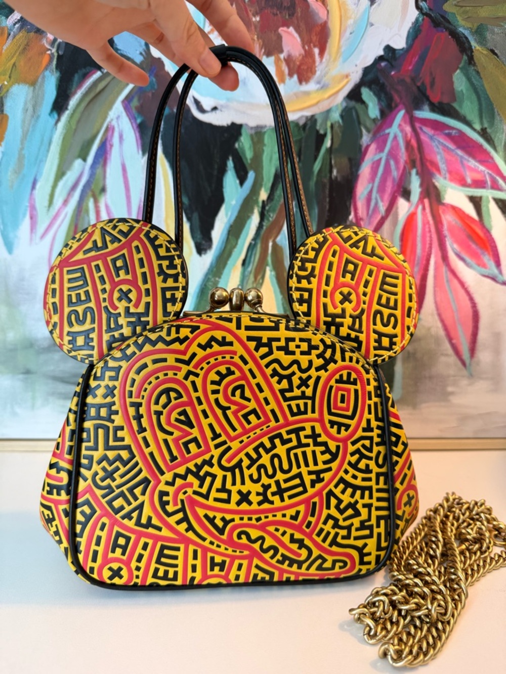 EUC Authentic Coach Disney Mickey Mouse X Keith Haring Kisslock Small Bag